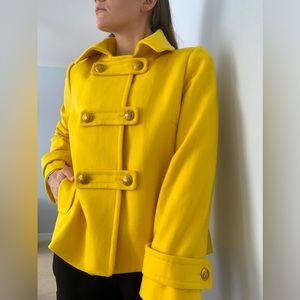 J. Crew Military style Pea Coat in size 8 and bright Yellow!